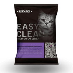 Arena para gatos Mundotito Easy Clean de 20 kg, muestra la textura aglomerante y el envase en la imagen.