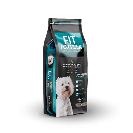 Alimento para perros de razas pequeñas Fit Formula de Mundotito en saco de 10 kg, con ingredientes nutritivos para perros adultos.