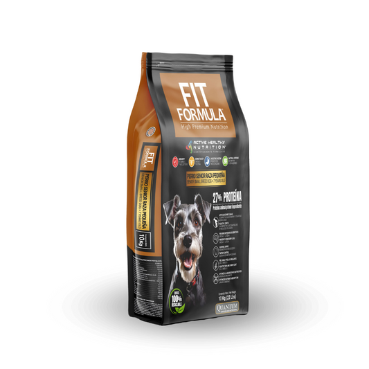 Imagen de saco de 10 kg de Fit Formula Senior de Mundotito, fórmula variable para mascotas mayores, con etiqueta visible