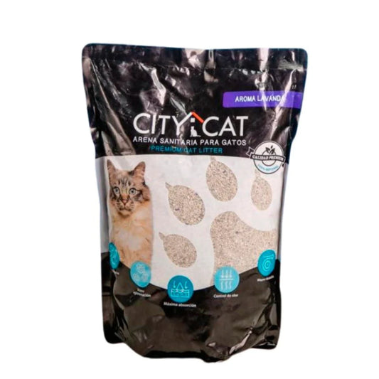 Arena para gatos SuperMichi CityCat de 20 kg, aglomerante, con textura suave y color gris claro, ideal para limpieza y control de olores.